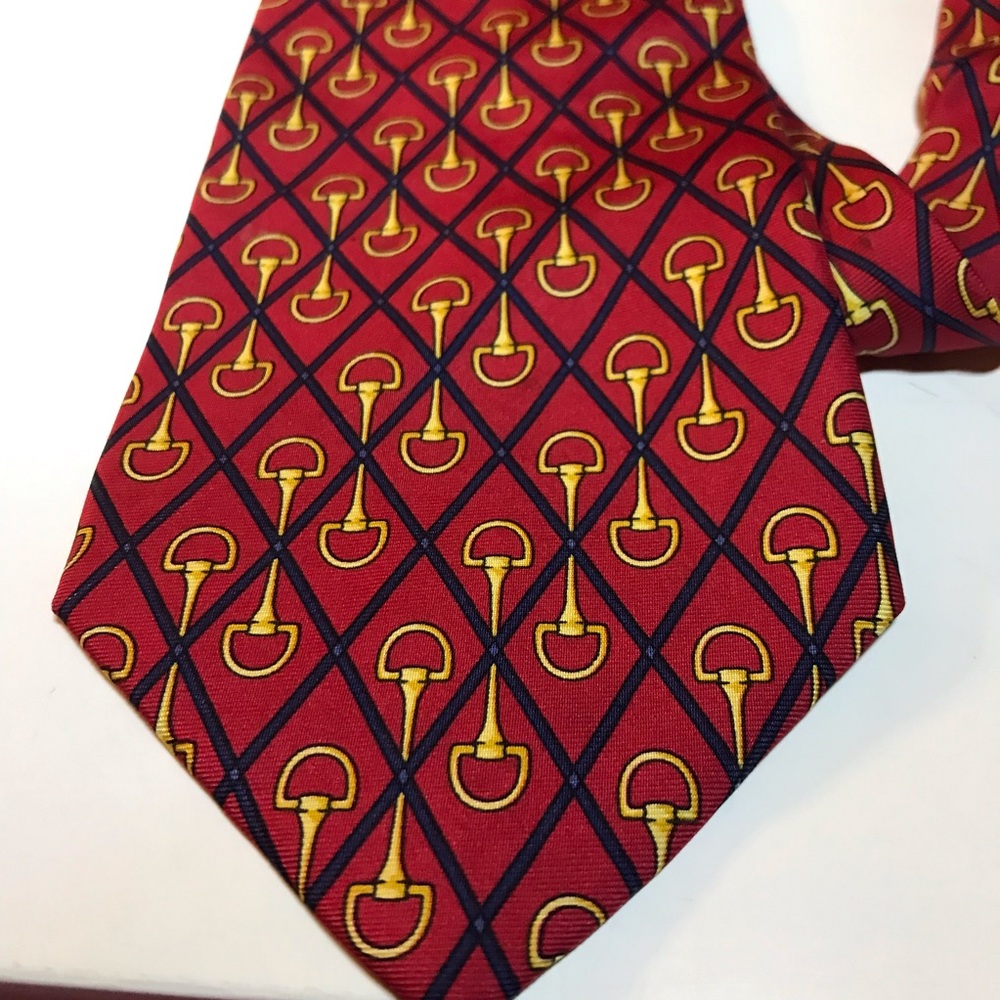 Vintage Paolo Gucci Red Horsebit Silk Tie